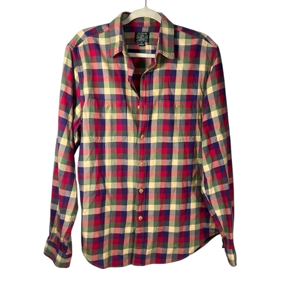 J. Crew Men's Sporting Goods Flannel Plaid Button Down Shirt Medium